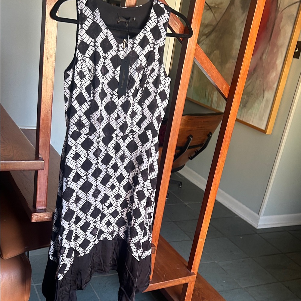 Donna Karan Black and White Asymmetrical Dress